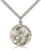 Sterling Silver St. Dorothy Pendant, Stainless Silver Heavy Curb Chain, 1" x 7/8"