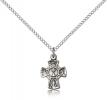 Sterling Silver 5-Way / Chalice Pendant, Sterling Silver Lite Curb Chain, 5/8" x 3/8"