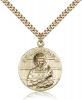Gold Filled St. Lawrence Pendant, Stainless Gold Heavy Curb Chain, 1" x 7/8"
