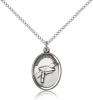 Sterling Silver Graduation Pendant, Sterling Silver Lite Curb Chain, 3/4" x 1/2"