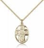 Gold Filled 5-Way / Chalice Pendant, Gold Filled Lite Curb Chain, 3/4" x 1/2"