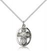 Sterling Silver 5-Way / Chalice Pendant, Sterling Silver Lite Curb Chain, 3/4" x 1/2"