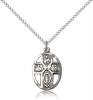 Sterling Silver 5-Way / Holy Spirit Pendant, Sterling Silver Lite Curb Chain, 3/4" x 1/2"