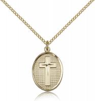 Gold Filled Cross Pendant, Gold Filled Lite Curb Chain, 3/4" x 1/2"