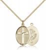 Gold Filled Cross / Marines Pendant, Gold Filled Lite Curb Chain, 3/4" x 1/2"