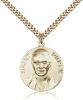 Gold Filled Pope Pius X Pendant, Stainless Gold Heavy Curb Chain, 1" x 7/8"