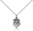 Sterling Silver Seven Gifts Pendant, Sterling Silver Lite Curb Chain, 5/8" x 3/8"