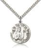 Sterling Silver St. Thomas More Pendant, Stainless Silver Heavy Curb Chain, 1" x 7/8"