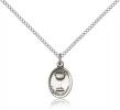 Sterling Silver Holy Communion Pendant, Sterling Silver Lite Curb Chain, 1/2" x 3/8"