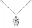 Sterling Silver Crucifix Pendant, Sterling Silver Lite Curb Chain, 1/2" x 1/4"