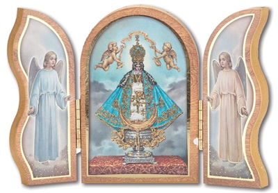 Gold Embossed Wood Virgin San Juan Triptych 1205.263