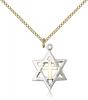 Two-Tone SS/GF Star of David Pendant, Gold Filled Lite Curb Chain, 7/8" x 5/8"