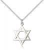 Sterling Silver Star of David Pendant, Sterling Silver Lite Curb Chain, 7/8" x 5/8"