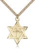 Gold Filled Star of David W/ Cross Pendant, Stainless Gold Heavy Curb Chain, 1 1/4" x 7/8"
