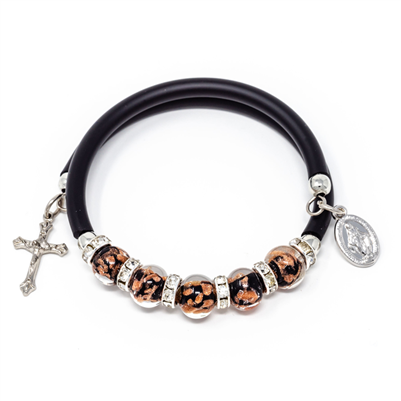 Black Memory Wire Murano Bead Bracelet 125-16-3120