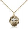 Gold Filled Shell / Holy Spirit Pendant, Gold Filled Lite Curb Chain, 3/4" x 5/8"