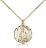 Gold Filled St. Theresa Pendant, Gold Filled Lite Curb Chain, 3/4" x 5/8"