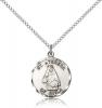 Sterling Silver St. Theresa Pendant, Sterling Silver Lite Curb Chain, 3/4" x 5/8"