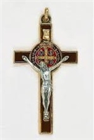 Saint Benedict Gold Tone Brown Enamel Crucifix 139-11-1038