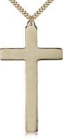 Gold Filled Cross Pendant, Stainless Gold Heavy Curb Chain, 2 1/2" x 1 3/8"