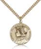 Gold Filled St. Ann Pendant, Stainless Gold Heavy Curb Chain, 1" x 7/8"