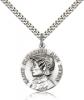 Sterling Silver St. Ann Pendant, Stainless Silver Heavy Curb Chain, 1" x 7/8"