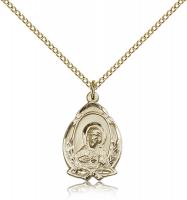 Gold Filled Scapular Pendant, Gold Filled Lite Curb Chain, 3/4" x 1/2"