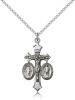 Sterling Silver Jesus, Mary & Joseph Pendant, Sterling Silver Lite Curb Chain, 1 1/8" x 5/8"