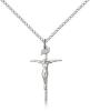 Sterling Silver Crucifix Pendant, Sterling Silver Lite Curb Chain, 1" x 1/2"