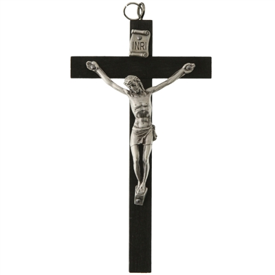 5" Small Black and Silver Wall Crucifix 16-103-01