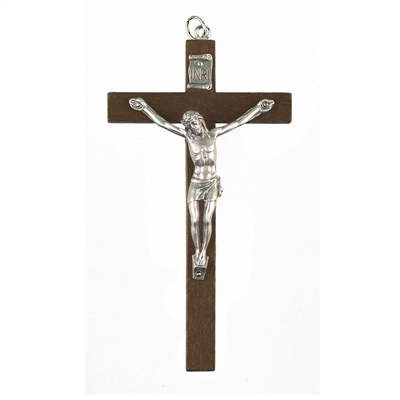 Small 5" Brown Wood Wall Crucifix 16-103-02