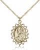 Gold Filled St. Christopher Pendant, Gold Filled Lite Curb Chain, 1" x 3/4"