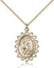 Gold Filled Our Lady of Perpetual Help Pendant, Gold Filled Lite Curb Chain, 1" x 3/4"