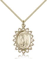 Gold Filled St. Jude Pendant, Gold Filled Lite Curb Chain, 1" x 3/4"