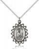 Sterling Silver St. Jude Pendant, Sterling Silver Lite Curb Chain, 1" x 3/4"