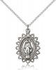 Sterling Silver Miraculous Pendant, Sterling Silver Lite Curb Chain, 1" x 3/4"