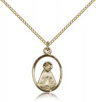 Gold Filled Madonna Pendant, Gold Filled Lite Curb Chain, 3/4" x 1/2"