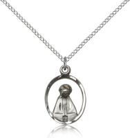 Sterling Silver Madonna Pendant, Sterling Silver Lite Curb Chain, 3/4" x 1/2"
