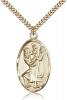 Gold Filled St. Christopher Pendant, Stainless Gold Heavy Curb Chain, 1 3/8" x 3/4"