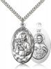 Sterling Silver Our Lady of Mount Carmel Pendant, Stainless Silver Heavy Curb Chain, 1 3/8" x 3/4"
