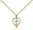 Gold Filled Heart / Cross Pendant, Gold Filled Lite Curb Chain, 1/2" x 3/8"