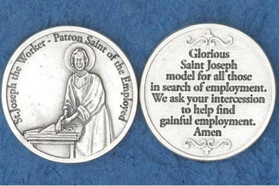 Saint Joseph The Worker Silver Pocket Token 171-25-2057