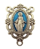 Blue Enamel Miraculous Medal Floral Rosary Center Piece 171-42-1507