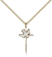 Gold Filled Cross / Holy Spirit Pendant, Gold Filled Lite Curb Chain, 3/4" x 3/8"