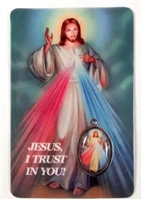 Divine Mercy Laminated with Medal Holy Card
