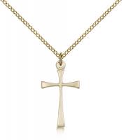 Gold Filled Maltese Cross Pendant, Gold Filled Lite Curb Chain, 7/8" x 1/2"