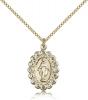 Gold Filled Miraculous Pendant, Gold Filled Lite Curb Chain, 7/8" x 5/8"