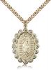 Gold Filled Our Lady of Guadalupe Pendant, Stainless Gold Heavy Curb Chain, 1 1/4" x 7/8"