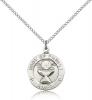 Sterling Silver St. Christopher Pendant, Sterling Silver Lite Curb Chain, 3/4" x 5/8"