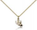 Gold Filled Angel Pendant, Gold Filled Lite Curb Chain, 3/8" x 3/8"